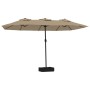 Sombrilla doble de jardín con luces LED gris taupe 449x245 cm von , Sonnenschirme - Ref: Foro24-362956, Preis: 217,92 €, Raba...