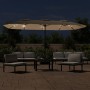 Sombrilla doble de jardín con luces LED gris taupe 449x245 cm von , Sonnenschirme - Ref: Foro24-362956, Preis: 217,92 €, Raba...