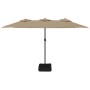Sombrilla doble de jardín con luces LED gris taupe 449x245 cm von , Sonnenschirme - Ref: Foro24-362956, Preis: 217,92 €, Raba...