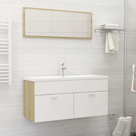 Set de muebles de baño 2 pzas madera contrachapada blanco roble by , Bathroom furniture - Ref: Foro24-804814, Price: 82,57 €,...