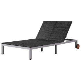 Tumbona doble con ruedas ratán sintético negro by , Loungers - Ref: Foro24-43977, Price: 293,82 €, Discount: %