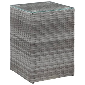 Mesa auxiliar superficie vidrio ratán sint. gris 35x35x52 cm by , Side tables - Ref: Foro24-46983, Price: 71,90 €, Discount: %