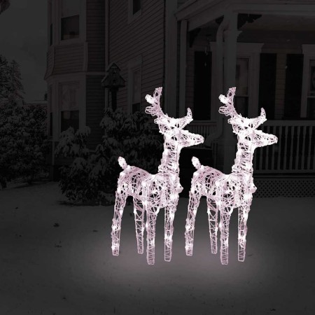 Renos de Navidad 2 unidades 80 LED blanco cálido acrílico von , Weihnachtsbeleuchtung - Ref: Foro24-342678, Preis: 66,19 €, R...