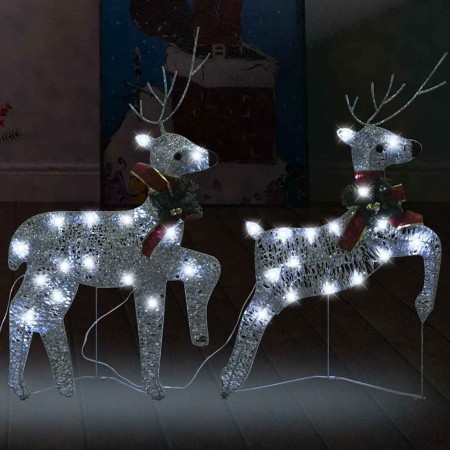 Renos de Navidad 2 unidades 40 LED plateado by , Christmas lights - Ref: Foro24-342684, Price: 51,22 €, Discount: %