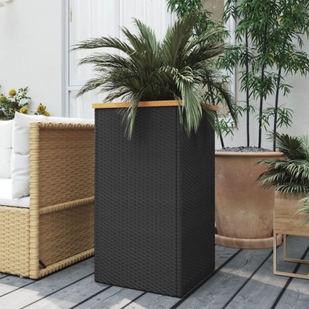 Jardinera de ratán sintético negro 40x40x80 cm by , Pots and planters - Ref: Foro24-319415, Price: 79,17 €, Discount: %