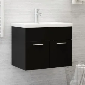 Schrank mit Waschbecken aus glänzend schwarzer Spanplatte von vidaXL, Badezimmerwaschtische - Ref: Foro24-3071271, Preis: 174...