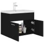 Schrank mit Waschbecken aus glänzend schwarzer Spanplatte von vidaXL, Badezimmerwaschtische - Ref: Foro24-3071271, Preis: 174...