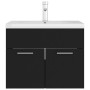 Schrank mit Waschbecken aus glänzend schwarzer Spanplatte von vidaXL, Badezimmerwaschtische - Ref: Foro24-3071271, Preis: 189...