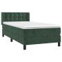 Cama box spring con colchón terciopelo verde oscuro 80x200 cm