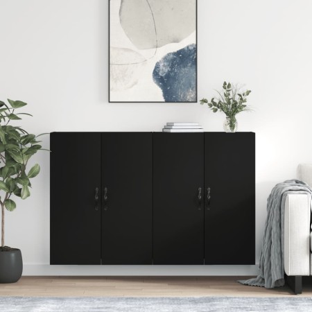 Armarios de pared 2 uds madera de ingeniería negro by , Sideboards - Ref: Foro24-3197890, Price: 173,64 €, Discount: %