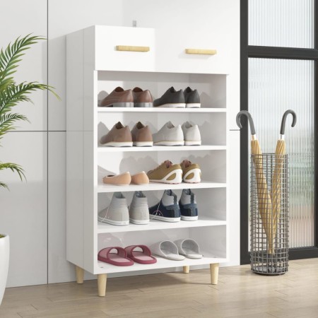 Mueble zapatero madera contrachapada blanco brillo 60x35x105 cm by , Shoe racks and shoe organizers - Ref: Foro24-812786, Pri...