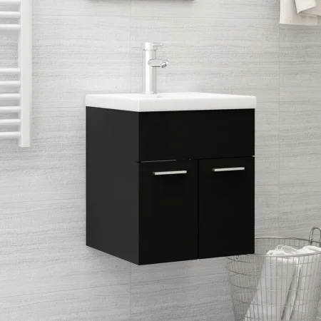 Mueble con lavabo madera de ingeniería negro de vidaXL, Tocadores de baño - Ref: Foro24-3070812, Precio: 113,39 €, Descuento: %