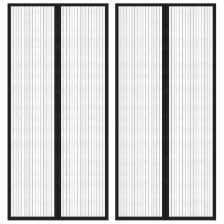 Mosquiteras para puerta bloque magnético 2 uds negro 210x90 cm by , Mosquito nets for windows - Ref: Foro24-314686, Price: 16...