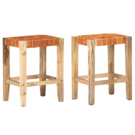 Taburetes de bar 2 piezas cuero auténtico marrón 60 cm de , Taburetes de cocina - Ref: Foro24-321831, Precio: 143,59 €, Descu...