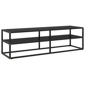 Mueble para TV negro con vidrio negro 140x40x40 cm de , Muebles TV - Ref: Foro24-322864, Precio: 120,62 €, Descuento: %