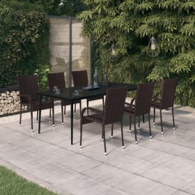 Juego de comedor para jardín 7 piezas negro y marrón de , Conjuntos de jardín - Ref: Foro24-3099405, Precio: 473,30 €, Descue...