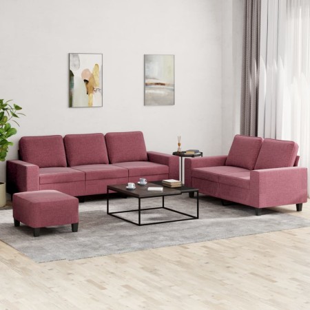 Juego de sofás 3 piezas tela rojo tinto by , Sofas - Ref: Foro24-3201912, Price: 504,26 €, Discount: %