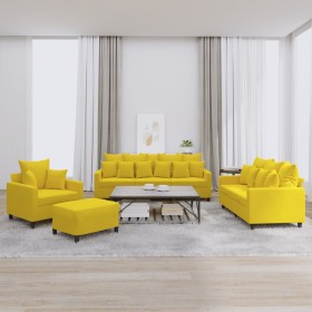 Juego de sofás con cojines 4 piezas terciopelo amarillo by , Sofas - Ref: Foro24-3201696, Price: 630,97 €, Discount: %