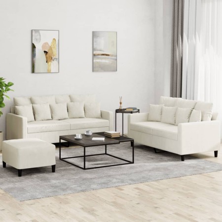 Juego de sofás con cojines 3 piezas terciopelo crema by , Sofas - Ref: Foro24-3201718, Price: 494,74 €, Discount: %