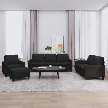 Juego de sofás con cojines 4 piezas cuero sintético negro by , Sofas - Ref: Foro24-3201403, Price: 635,87 €, Discount: %