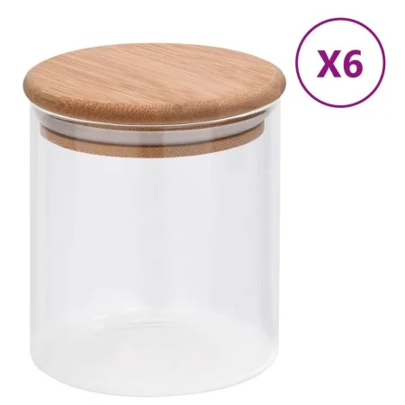 Storage jars with bamboo lid, 6 units, 600 ml. by vidaXL, Cookie Jars - Ref: Foro24-150694, Price: 42,35 €, Discount: %