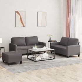 Juego de sofás con cojines 3 piezas cuero sintético gris de , Sofás - Ref: Foro24-3201415, Precio: 472,11 €, Descuento: %
