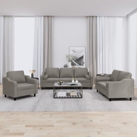 Juego de sofás con cojines 3 piezas tela gris taupe de , Sofás - Ref: Foro24-3201793, Precio: 652,61 €, Descuento: %