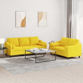 Juego de sofás con cojines 2 piezas tela amarillo claro von , Sofas - Ref: Foro24-3201855, Preis: 447,74 €, Rabatt: %