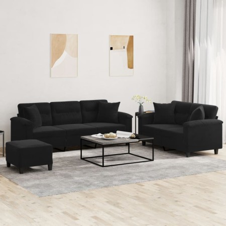 Juego de sofás con cojines 3 piezas tela microfibra negro von , Sofas - Ref: Foro24-3202359, Preis: 640,53 €, Rabatt: %