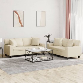 Juego de sofás con cojines 2 piezas cuero sintético color crema by , Sofas - Ref: Foro24-3201925, Price: 491,56 €, Discount: %