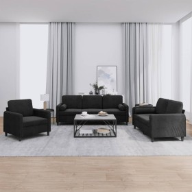 Juego de sofás con cojines 3 piezas terciopelo negro von , Sofas - Ref: Foro24-3201959, Preis: 644,14 €, Rabatt: %