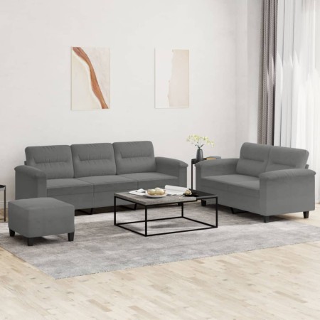 Juego de sofás con cojines 3 piezas tela microfibra gris oscuro von , Sofas - Ref: Foro24-3202346, Preis: 612,32 €, Rabatt: %