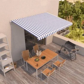 Blue and white manual retractable awning 400x350 cm by vidaXL, Awnings - Ref: Foro24-3068976, Price: 338,98 €, Discount: %