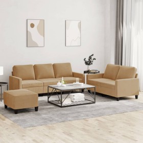 Juego de sofás con cojines 3 piezas terciopelo marrón de , Sofás - Ref: Foro24-3201533, Precio: 530,39 €, Descuento: %