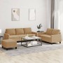 Juego de sofás con cojines 3 piezas terciopelo marrón by , Sofas - Ref: Foro24-3201533, Price: 530,39 €, Discount: %
