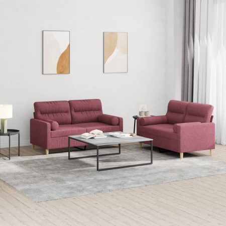 Juego de sofás con cojines 2 piezas tela rojo tinto von , Sofas - Ref: Foro24-3201590, Preis: 443,91 €, Rabatt: %