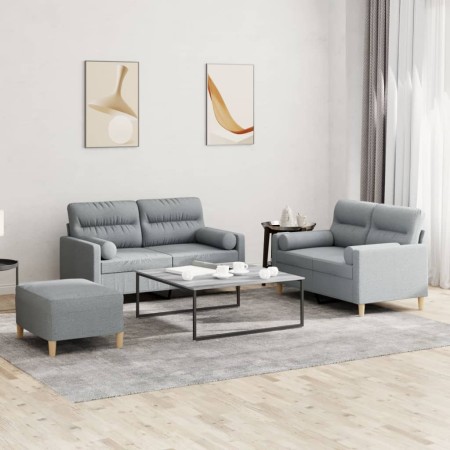 Juego de sofás con cojines 3 piezas tela gris claro von , Sofas - Ref: Foro24-3201592, Preis: 499,81 €, Rabatt: %