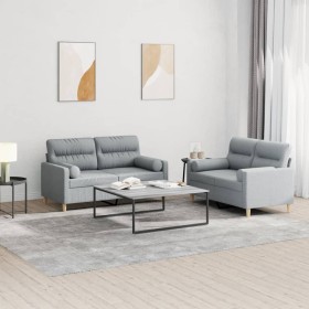 Juego de sofás con cojines 2 piezas tela gris claro by , Sofas - Ref: Foro24-3201584, Price: 449,78 €, Discount: %