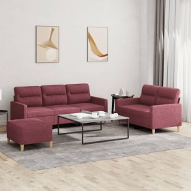 Juego de sofás con cojines 3 piezas tela rojo tinto by , Sofas - Ref: Foro24-3201614, Price: 517,24 €, Discount: %