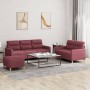 Juego de sofás con cojines 3 piezas tela rojo tinto by , Sofas - Ref: Foro24-3201614, Price: 517,24 €, Discount: %