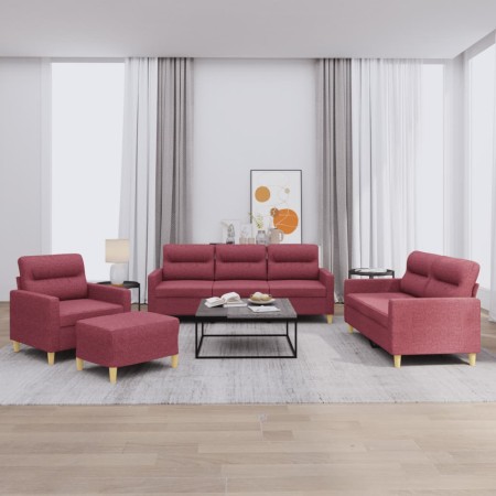 Juego de sofás con cojines 4 piezas tela rojo tinto von , Sofas - Ref: Foro24-3201550, Preis: 645,91 €, Rabatt: %