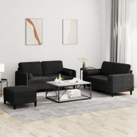 Juego de sofás con cojines 3 piezas terciopelo negro by , Sofas - Ref: Foro24-3202009, Price: 493,15 €, Discount: %