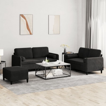 Juego de sofás con cojines 3 piezas terciopelo negro von , Sofas - Ref: Foro24-3202009, Preis: 485,31 €, Rabatt: %