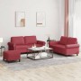 Juego de sofás con cojines 3 piezas cuero sintético rojo tinto by , Sofas - Ref: Foro24-3202158, Price: 491,50 €, Discount: %