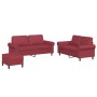 Juego de sofás con cojines 3 piezas cuero sintético rojo tinto by , Sofas - Ref: Foro24-3202158, Price: 491,50 €, Discount: %