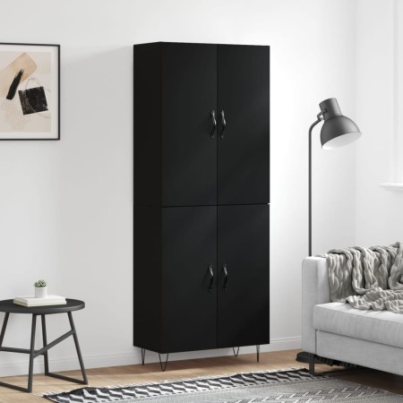 Aparador alto madera contrachapada negro 69,5x34x180 cm de , Aparadores - Ref: Foro24-3198058, Precio: 156,53 €, Descuento: %
