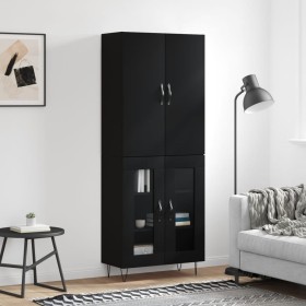 Aparador alto madera contrachapada negro 69,5x34x180 cm by , Sideboards - Ref: Foro24-3198066, Price: 162,83 €, Discount: %