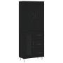 Aparador alto madera contrachapada negro 69,5x34x180 cm de , Aparadores - Ref: Foro24-3198098, Precio: 179,32 €, Descuento: %