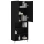Aparador alto madera contrachapada negro 69,5x34x180 cm de , Aparadores - Ref: Foro24-3198114, Precio: 138,13 €, Descuento: %