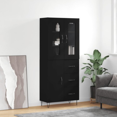 Aparador alto madera contrachapada negro 69,5x34x180 cm de , Aparadores - Ref: Foro24-3198498, Precio: 205,76 €, Descuento: %